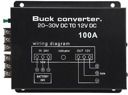 Convertisseur de Puissance de Voiture, Protection contre la Surchauffe 100A, Convertisseur Robuste DC 24V à 12V Fiable pour les Réfrigérateurs de Voiture