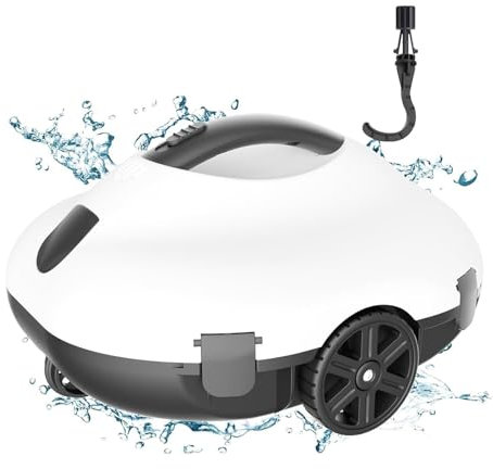 Bestyks Robot Limpiafondos Piscina, Limpiafondos Piscina Automatico 130 Minutos De Limpieza Potente,Robot Piscina InaláMbrico Motores De Doble Accionamiento para Piscinas De Fondo Plano De hasta 80 M²