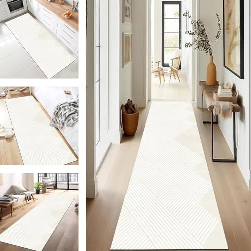 SUCERU Teppich Läufer Küchenteppich Flur Läufer Waschbar Küchenläufer 50X180CM Hellbraun Beige rutschfest Outdoor Teppich Für Badezimmer Wohnzimmer Schlafzimmer Kinderzimmer Flur Läufer
