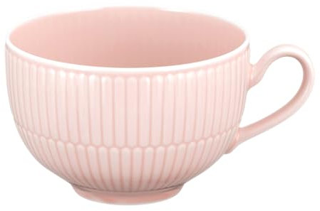 Seltmann Weiden Amina Rosé Milchkaffeetasse, 350 ml, Cappuccinotasse mit dezentem Relief-Muster, Spülmaschinen- und Mikrowellenfest, Porzellan, Rosa