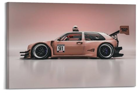 Sportwagen-Poster, Motiv: Golf GTI MK2, Rennwagen, dekoratives Leinwandbild, Familienschlafzimmer, Kunstwerk, Bild, Gemälde, 50 x 75 cm