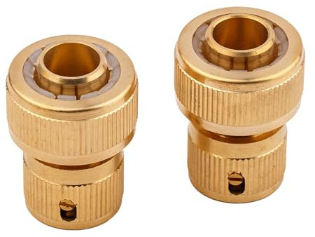 Mivos 2 x Messing Schnellverbinder für 3/4 Zoll (20 mm) Wasser-Schlauch - Schnellkupplung mit Stop-Funktion für 3/4 Gartenschläuche - Schlauchverbinder zum Anschluss Bewässerungsgeräte