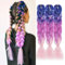 TESS Braids Extensions mit Glitzer 60 cm, Jumbo Braids Kunsthaar Zum Einflechten Box Braids Haarverlängerung Zopf 100g/Bündel Ombre Haar Braids Extension (1 Stück-Lila/Blau/Rosa&Glitzer)