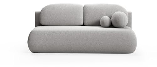 LIKMA Grau Sofa Como 210x85x100 cm mit Schlaffunktion und Bettzeugbehälter, Schlafsofa mit Bettkasten, Modernen Klappsofa Sofa Couch mit Kissen, Gästebett Bettsofa Stoff: Bouclé Lambi 11