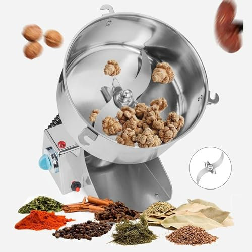 FKINGLRK Elettrico Mulino A Grana, Macinino Commerciale Pulverizzatore in Acciaio Inossidabile Macinatura A Secco, per Spezia Secca, Erbe, Dadi, caffè, Riso