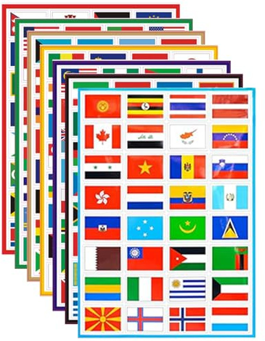 Country Stickers, 196PCS Waterproof World Flag Stickers, Self-Adhesive Flag Stickers, 1.8x1.2 Mini Country Flag Stickers for Sports Events, Travel, School, Journal, Scrapbook, Flag Stickers