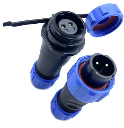 Anschlussstecker Luftfahrtstecker SP13 2 Polig, IP68 2 Pin Lötfreier Aviation-Stecker Wasserdichter und Staubdichter Luftfahrtstecker für Außenlampen Verwendet 250V 13A (14AWG Kabel Schraub-Crimp)