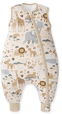 Unnivoll Baby Schlafsack mit Füßen 2,5 Tog Winterschlafsack Baby Baumwolle Schlafsack mit Beinen Babyschlafsack Warm und Weich 80 cm für Jungen Mädchen Zebra