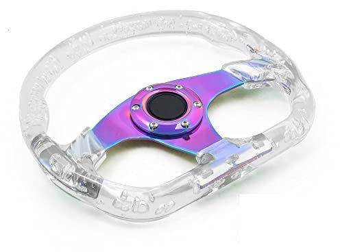Sportlenkrad 320mm 12.5inch Acryl Lenkrad & Hornknopf 6 Löcher Modified Sports Lenkrad 10 Farben Holzlenkrad(Transparent color)