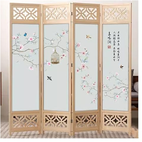 Paravent Japonais Pliable en Bois pour Dressing, séparation Murale Portable, pour Chambre à Coucher, Studio, Appartement, dortoir, 4 Panneaux de 180 à 200 cm de Haut (Couleur : Style D, Tail