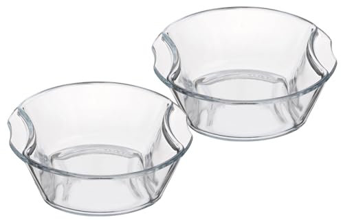 Kleine Auflaufformen rund/oval 16cm x 15,5cm - 2er Set - hitzebeständiges Borosilikatglas - Portionsformen