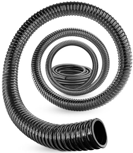 Poppstar Tuyau de Bassin en PVC 5m, 25mm Diamètre Intérieur 29mm Diamètre Extérieur (1 pouce) Tuyau Spiralé, Noir