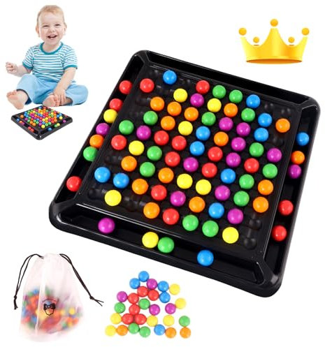 Intellektuelles Schachbrett Doppelduell, 80 Stück Rainbow Ball Gesellschaftsspiele, Regenbogenball Schachbrett Strategiespiele, Tabletop Familienspiele Partyspiele für Erwachsene Kinder