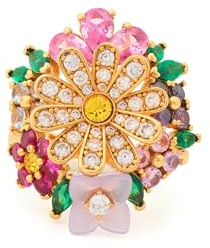 kate spade new york Bursting Blooms Cocktailring, 7, Beschichtetes Metall, Zirkonia, Zirkonia