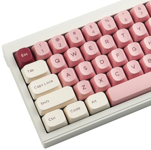 Sunzit PBT Keycaps 171 Keys YMK Profile Keycaps Pink White Red Custom Dye-Sub Keycaps Set Side Print Shine Through Keycaps for Cherry MX Switches ISO/ANSI UK Layout Mechanical Gaming Keyboar