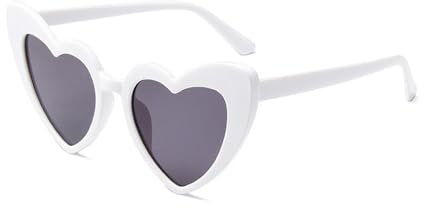 Generisch Herz Sonnenbrille,Heart Herzbrille,Damen Sonnenbrille Herz,Personalisiert Herzchen,Weiß Herzform,Herzbrillen,Herzsonnenbrille,für Festival Party Hochzeit Bride