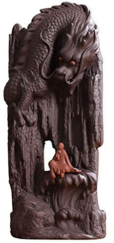 CWCQGH Backflow Incense Burner Dragon Incense Holder Ceramic with Cones Incense Holder Handmade Incense Stick Holder ''Dragon Spit Fog'' Home Decoration Handicraft