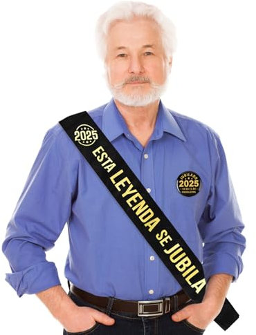 GEBETTER Spagnolo Fascia Pensione Uomo Donna con Spille, Gadget Accessori Divertenti Festa Pensionamento Regalo