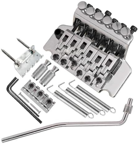 Lbvzxkad Electric Guitar Double Vibrator Bridge Vibrato System Electric Guitar Double Vibrator Bridge Guitar String-Board Pull Wire Plate String Bridge Silver