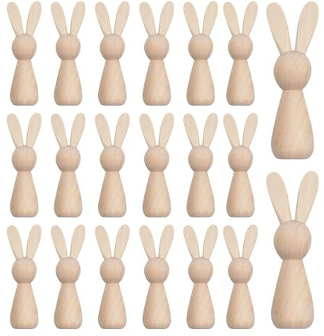 Leere Holzkaninchen Puppenfigur Ostern Holzfiguren Zum Bemalen Basteln Osterhasen Deko 20 Stücke Unbemalte Hölzerne Has-en Schilder Ostertischdekorationen