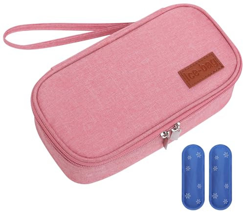 Tadoiooy Bolso de refrigerador de Leche Materna con 2 Paquetes de Hielo Oxford Oxford Coacher de Leche Materna con Cierre de Cremallera Impermeable de cordón 8.3x4.3x2.6in Bolso portátil