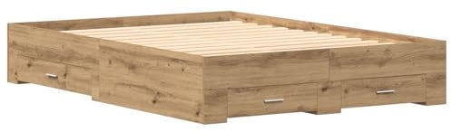 vidaXL Bettgestell mit Schubladen Artisan Eiche Ingenieure Holz