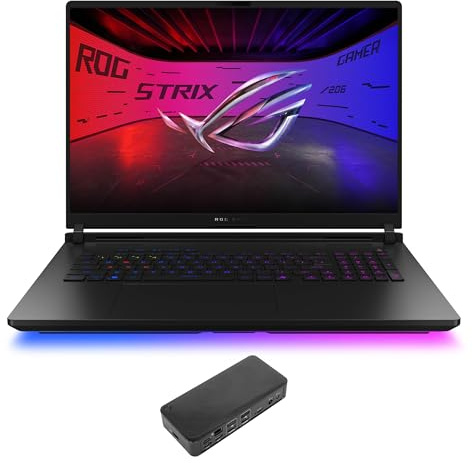 ASUS ROG Strix Scar AI Gaming Laptop 18 240Hz Mini LED WQXGA Display (Intel Ultra 9-275HX, GeForce RTX 5080 16GB, 32GB DDR5, 8TB PCIe SSD, RGB KB, 2 Thunderbolt 5, Win 11 Pro) w/USB-C Dock