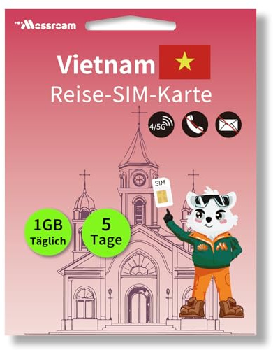 Vietnam Tourism SIM – 1 GB unbegrenztes Highspeed-Datenvolumen – 5 Tage gültig – Prepaid, Keine zusätzlichen Gebühren – Funktioniert mit entsperrten Telefonen und Hotspots