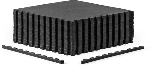CAP Barbell 3/4-Inch Interlocking EVA Foam Exercise Puzzle Mat Home Gym Flooring - 2 Pack | 24 x 24 x 3/4 | Pebble Pattern - Black