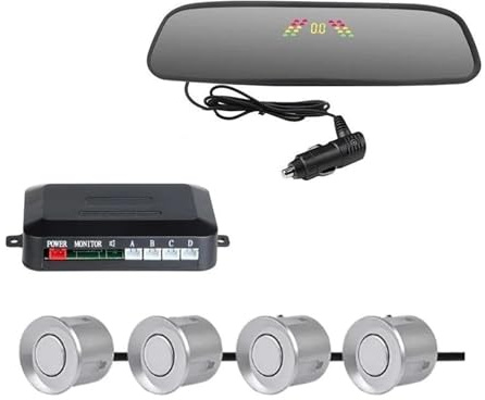 Parken Sensor Auto Rückspiegel Umkehr Radar Ansicht Spiegel Mit Parkplatz Sensor wasserdichte Detektor Display(Silber)