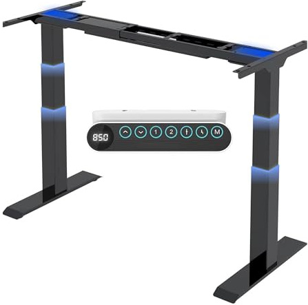 FLEXISPOT Höhenverstellbarer Schreibtisch Elektrisch Tischgestell mit 2 starken Motoren, Super Belastung 160KG, 3-Fach-Teleskop, Memory-Steuerung, LED Höhenanzeige (Premium E6 Schwarz)