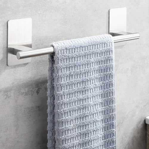OETAMS Toallero de Baño Sin Taladrar, Barra para Toallas Autoadhesiva Montaje en Pared, Toallero de Baño de Acero Inoxidable 304, Soporte para Toallas Plateado 35 cm