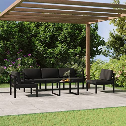CIOURSTO Garten Lounge Set, Outdoor Sofa Set mit Kissen, Modulares Sofa für Terrasse, Balkon (2X Corner + 3X Middle + Table)