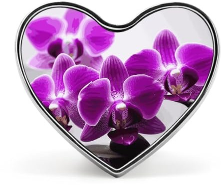 Lila Schmetterlings-Orchideen-Herz-Anstecknadel, personalisierter Anstecker, Retro-Punk-Anstecker, Kawaii-Herz-Anstecker für Damen und Herren, Kleidung, Taschen, Hüte & Geschenk