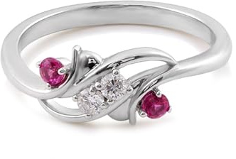 Whoiy Eheringe Damen 585 Gold, Weißgold Ringe Frauen mit Rubin Verlobungsringe Zart Echtgold 14K mit Gravur Größe 52 (16.6)