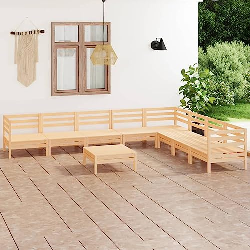 zylophax 9-TLG. Garten-Lounge-Set Massivholz Kiefer wetterfestes Terrassenmöbel Set mit Sitzgruppe Outdoor für Balkon und Garten rustikale Lounge Möbel aus Holz