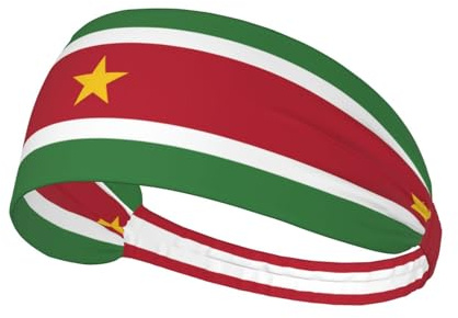 Elastisches Sport-Stirnband mit der Flagge von Suriname für Laufen, Radfahren, Yoga, schweißabsorbierend und atmungsaktiv, passend für die meisten Männer und Frauen