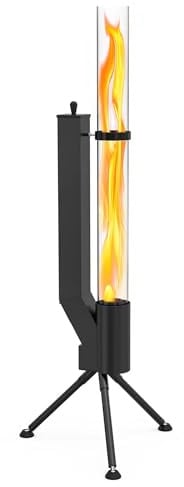 Albatros Pelletfackel Schwarz | Raketenofen mit Glasrohr, 2h Brenndauer | Terrassenheizung & Terrassenofen, Outdoor Feuerstelle ohne Strom, hochwertige Gartenfackel für Terrasse, Garten & Camping