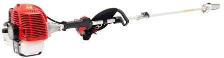 Teleskop Astsäge 43cc, Benzin Motor Heckenschere für Garten， Lang Ast Kettensäge 1.7PS mit 12 Zoll Schwert, verstellbare 2.4-3.5m Schiene, 2-Takt