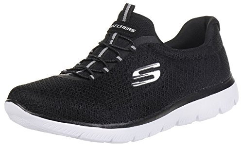 Skechers Summits, Zapatillas Mujer, Black Mesh White T, 40 EU Ancho