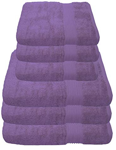 Julie Julsen 6 TLG Handtuchset 3 Badetücher 3 Handtücher Reine Baumwolle über 30 Farben Lavendel