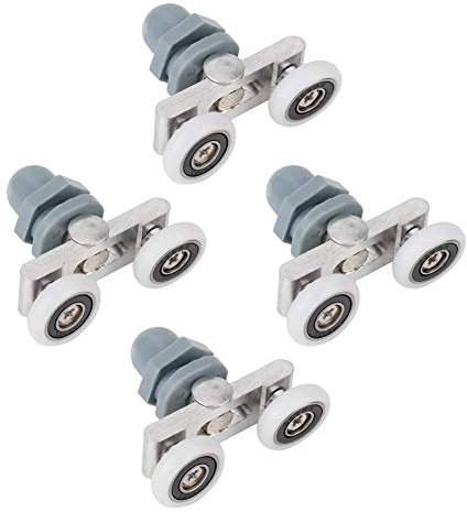 4 ruedas para mampara de ducha, ruedas para puerta de ducha doble deslizante, para cristal de 4 – 6 mm, para puertas correderas de cristal, ventanas y puertas de baño (23 mm)