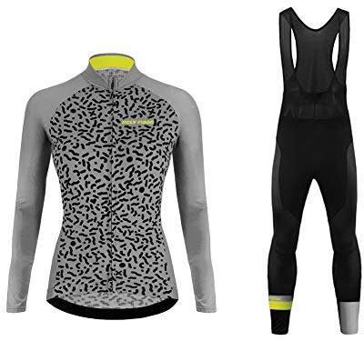 Uglyfrog Radtrikot Winter Damen Langarm Fahrradtrikot + Fahrradbekleidung 3D Gepolsterte Hosen Set Thermo Vlies Radsport Anzüge Winddicht mit Taschen