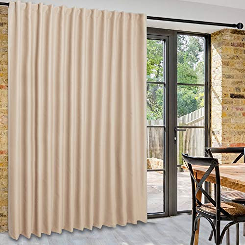 DWCN Patio Sliding Door Curtains - Extra Wide Curtains for Glass Door, Privacy Room Divider Blackout Thermal Curtain Panel with Back Tab & Rod Pocket for Bedroom Partition, 80 x 84 Inches, Beige