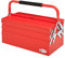 DURHAND Metal Tool Box 3 Tier 5 Tray Professional Portable Storage Cabinet Workshop Cantilever Toolbox with Carry Handle, 45cmx20cmx34.5cm, Red