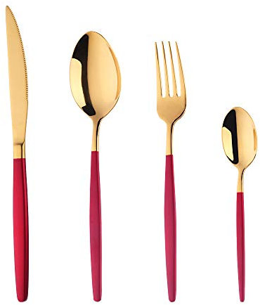 4 Piece Stainless Steel Cutlery Flatware Set Tableware for Daily Life Service for 1,1 x Dinner Fork,1 x Dinner Knife, 1 x Soup Spoon, 1 x Teaspoon