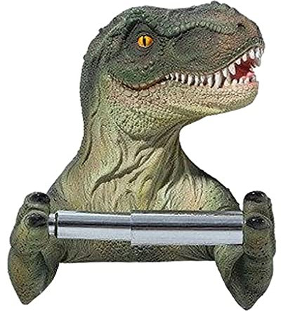 Fenteer Toilettenpapierhalter für Deko Badezimmer Modern,Klopapier Aufbewahrung Stanzfreier,Klopapierrollenhalter Handtuchhalter Rollenhalter für Toiletten Dekoration,Dinosaurier Grün.