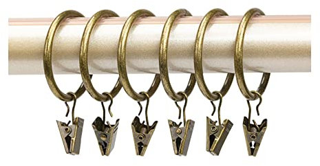 Anawakia Set di 10 anelli per tende con clip in metallo a gancio, clip per tende con anelli (bronzo, diametro interno 38 mm)