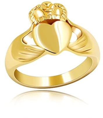 Uloveido Gold Farbe Irish Claddagh Herz Krone Ring Hochzeit Versprechen Hoch Poliert Freundschaft Schmuck für Frauen Mädchen Y981