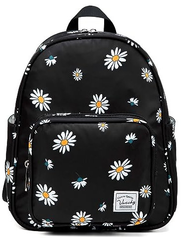 VASCHY Mini Rucksack Damen, Elegant Nylon Klein Rucksack Mädchen Mode Schultasche Casual Daypack for Reise Einkaufen Student Teenager Gänseblümchen
